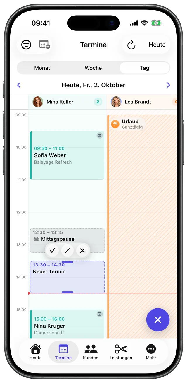 Neuen Termin anlegen in der Terminavo-App